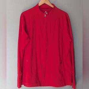 Tuff Athletics Red Yoga Jacket Zipper Pockets Thumbhole Sleeve